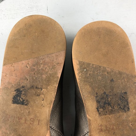 1.State Women's Size 8M Celvin Pewter Leather Open Toe Cutout Slip On Flats - Picture 9 of 11